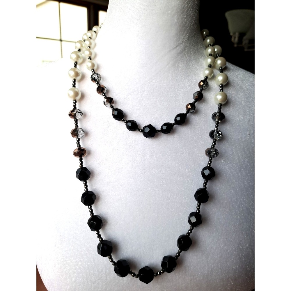 Fashion Jewelry Set Two Glass Beaded Necklaces Magnetic Clasps Adjustable Style